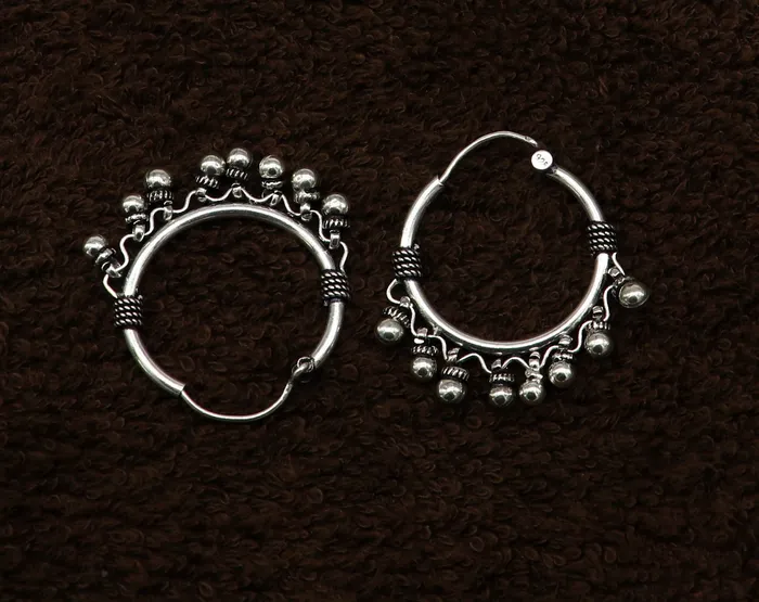 925 sterling silver handmade fabulous hoops earring with gorgeous hanging drops customized large earring personalized gift ear544 TRIBAL ORNAMENTS Earrings