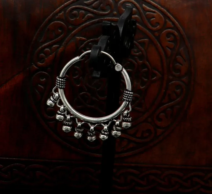 925 sterling silver handmade fabulous hoops earring with gorgeous hanging drops customized large earring personalized gift ear544 TRIBAL ORNAMENTS Earrings