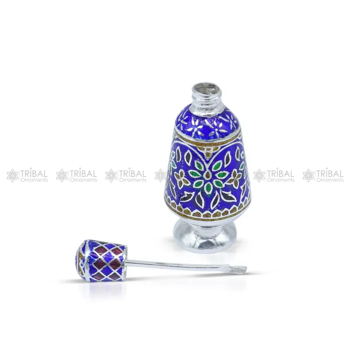 925 Sterling silver handmade fabulous meenakari trinket box container box casket box sindoor box enamel work customized box stb866 TRIBAL ORNAMENTS Rings