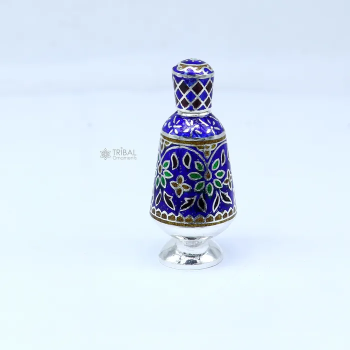 925 Sterling silver handmade fabulous meenakari trinket box container box casket box sindoor box enamel work customized box stb866 TRIBAL ORNAMENTS Rings
