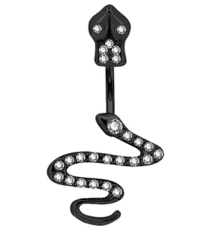 Alice Rings P31 Black Rhinestone Snake Belly Button Ring