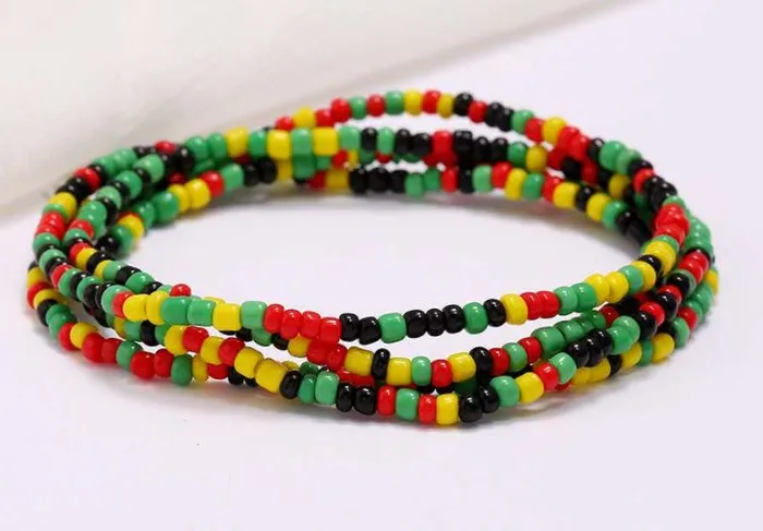 B1074 Yellow Red Green Seed Beads Strand Bracelet POLLY Bracelets
