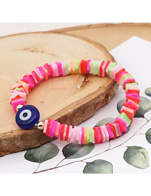 Bracelets 02 B100 Bright Colors Square Bead Blue Eye Bracelet