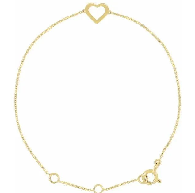 Bracelets Fire Brilliance 14K Yellow Gold Heart Design Bracelet