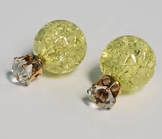 Earrings E525 Yellow Ice Breaker Ball Rhinestone Earrings Susan