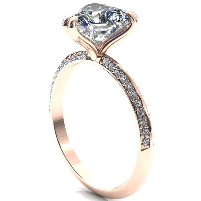 Fire Brilliance Rings Nancy Heart Moissanite 3 Double Prong 12 Eternity Diamond Knife Shank Accent Engagement Ring