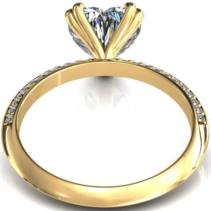 Fire Brilliance Rings Nancy Heart Moissanite 3 Double Prong 12 Eternity Diamond Knife Shank Accent Engagement Ring