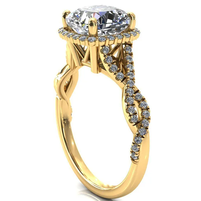 Fire Brilliance Rings Sacha Cushion Moissanite 4 Prong 12 Micropav Infinity Shank Engagement Ring