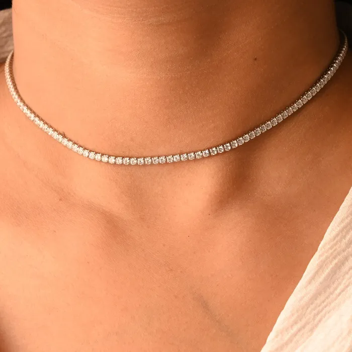 Jewelvers 925 Sterling Silver Cubic Zircon Tennis Necklace For Women Necklaces Jewelvers 925 Sterling Silver Cubic Zircon Tennis Necklace For Women Necklaces