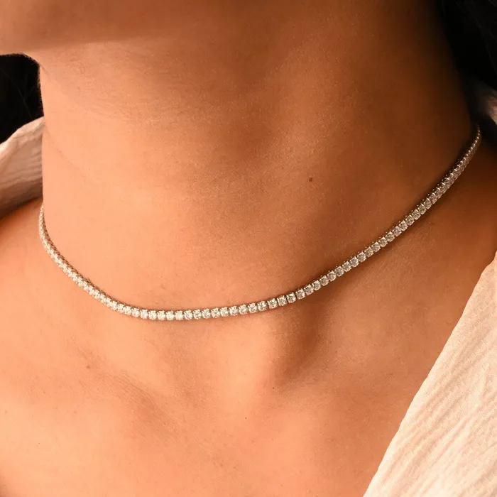 Jewelvers 925 Sterling Silver Cubic Zircon Tennis Necklace For Women Necklaces Jewelvers 925 Sterling Silver Cubic Zircon Tennis Necklace For Women Necklaces