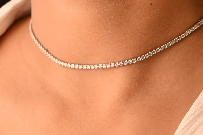 Jewelvers 925 Sterling Silver Cubic Zircon Tennis Necklace For Women Necklaces Jewelvers 925 Sterling Silver Cubic Zircon Tennis Necklace For Women Necklaces