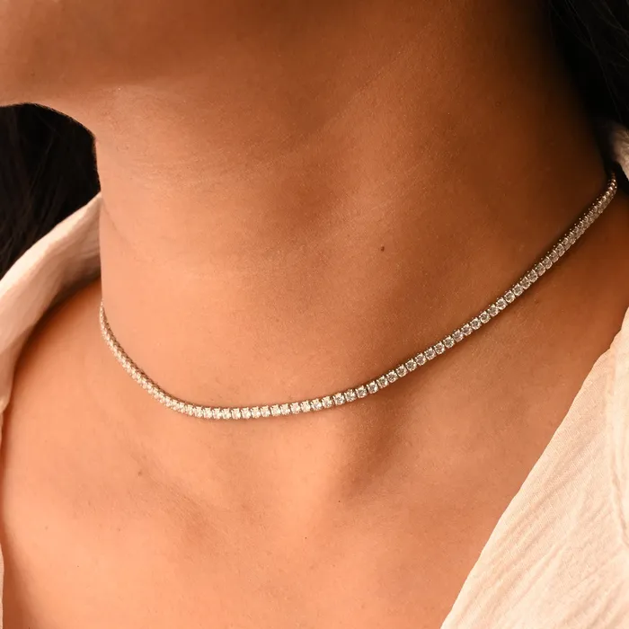 Jewelvers 925 Sterling Silver Cubic Zircon Tennis Necklace For Women Necklaces Jewelvers 925 Sterling Silver Cubic Zircon Tennis Necklace For Women Necklaces