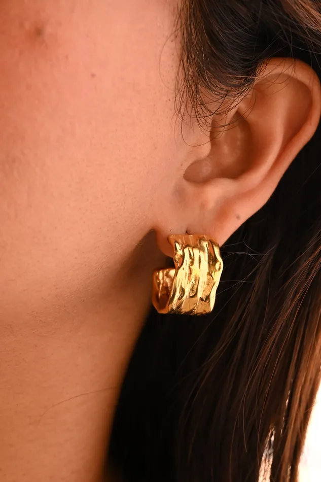 Jewelvers Earrings 18K GoldFilled Hammered Hoop Earrings for Women Jewelvers Earrings 18K GoldFilled Hammered Hoop Earrings for Women