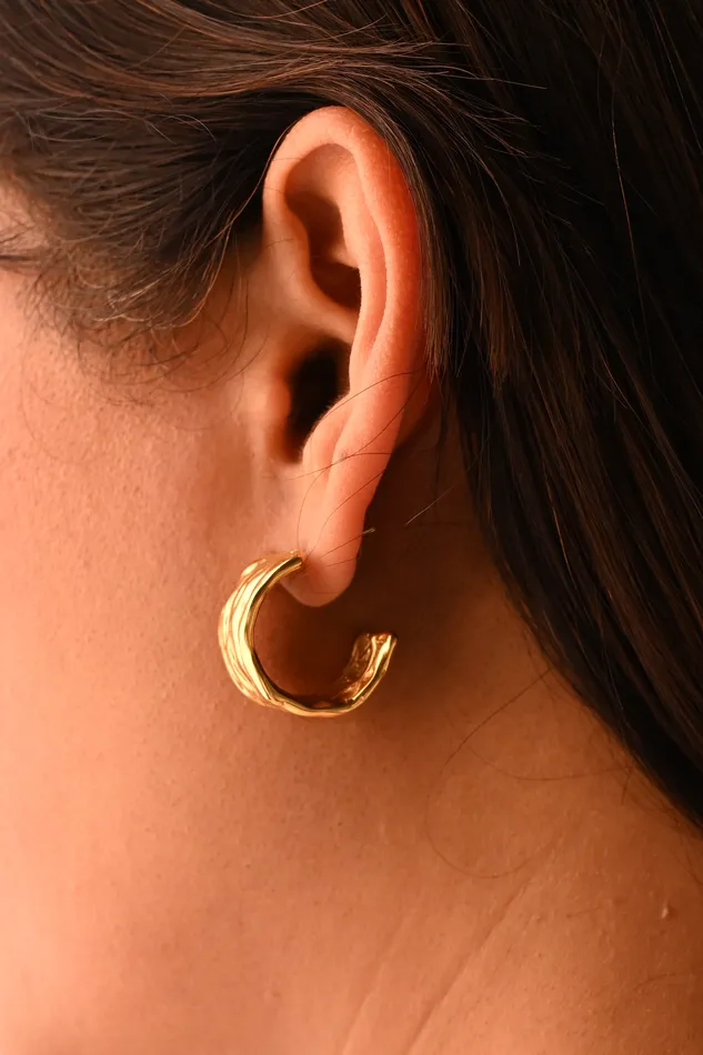 Jewelvers Earrings 18K GoldFilled Hammered Hoop Earrings for Women Jewelvers Earrings 18K GoldFilled Hammered Hoop Earrings for Women