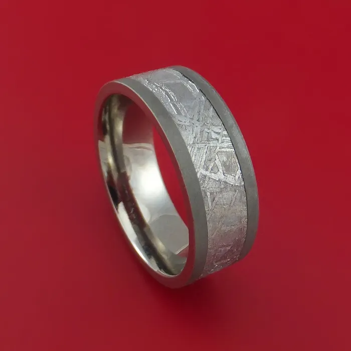 Lashbrook Rings Titanium Ring with Gibeon Meteorite Inlay Custom Made Band Lashbrook Rings Titanium Ring with Gibeon Meteorite Inlay Custom Made Band