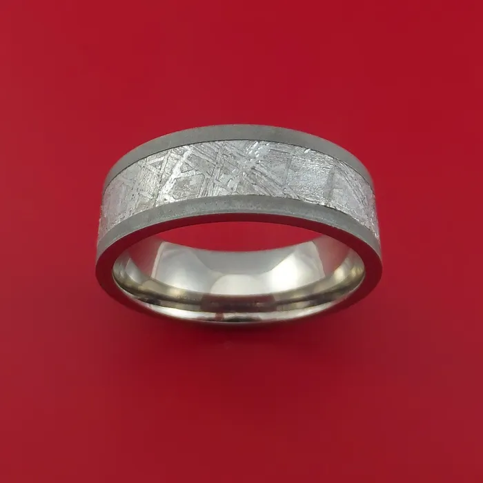 Lashbrook Rings Titanium Ring with Gibeon Meteorite Inlay Custom Made Band Lashbrook Rings Titanium Ring with Gibeon Meteorite Inlay Custom Made Band
