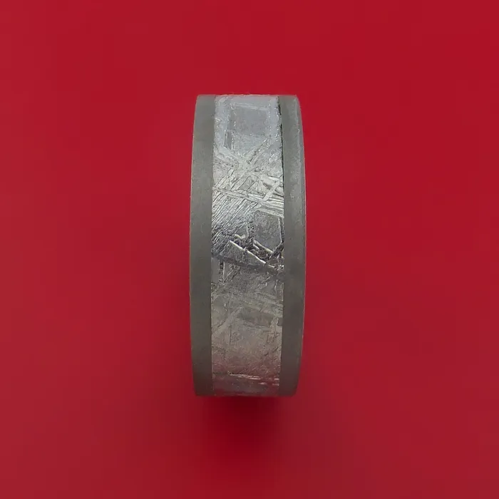 Lashbrook Rings Titanium Ring with Gibeon Meteorite Inlay Custom Made Band Lashbrook Rings Titanium Ring with Gibeon Meteorite Inlay Custom Made Band