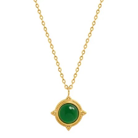 Necklaces Jewelvers 18K GoldFilled Green Gemstone Necklace