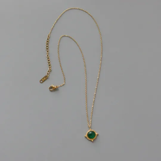 Necklaces Jewelvers 18K GoldFilled Green Gemstone Necklace
