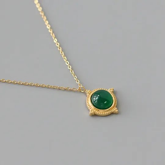 Necklaces Jewelvers 18K GoldFilled Green Gemstone Necklace