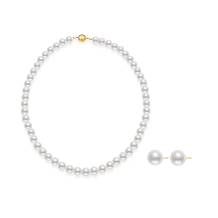 Pearly Lustre 18k Gold Top Grade Aurora HANADAMA Akoya Pearl Set KS00002 PreStyled Sets Pearly Lustre 18k Gold Top Grade Aurora HANADAMA Akoya Pearl Set KS00002 PreStyled Sets
