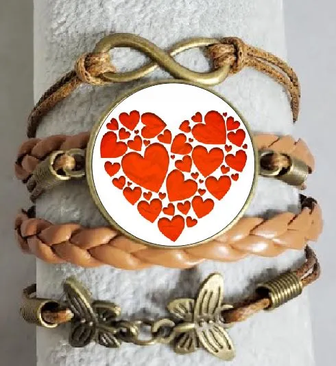 polly Bracelets AZ1547 Brown Heart Design Leather Layered Bracelet