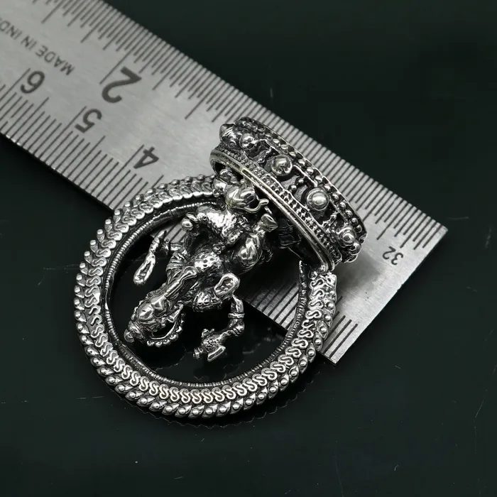 Pure 925 Sterling silver handmade antique design Idols Lord Ganesha exclusive Statue figurine puja articles decorative gift art19 TRIBAL ORNAMENTS Necklaces