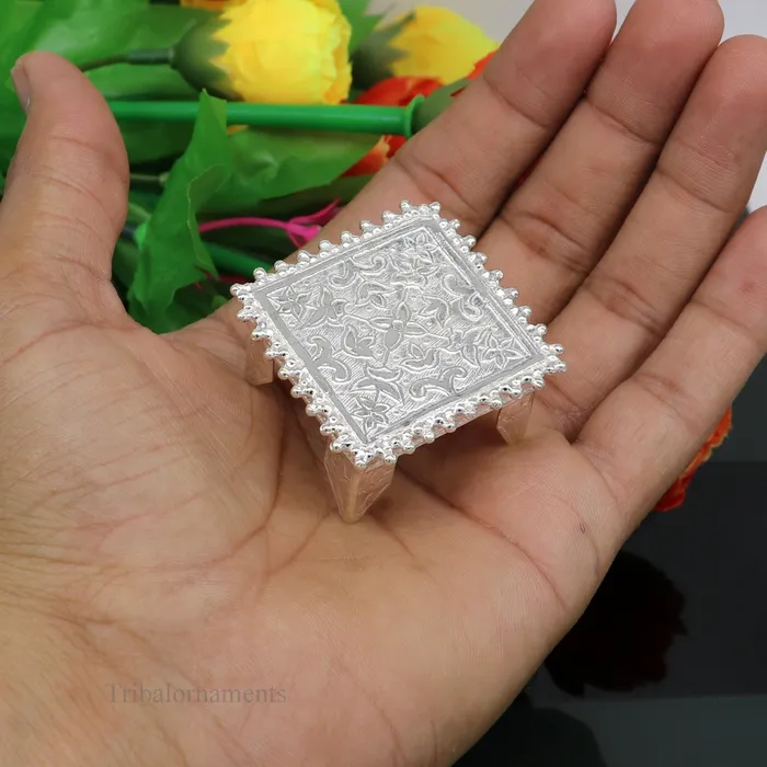 Rings 15 Vintage design Sterling silver handmade customize small square shape tablebazotchouki excellent home puja utensils temple art su431 TRIBAL ORNAMENTS