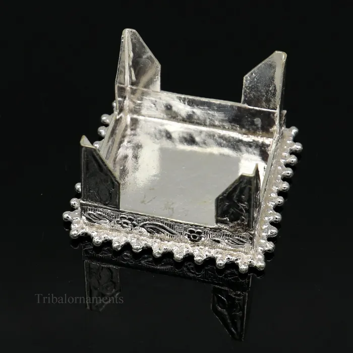 Rings 15 Vintage design Sterling silver handmade customize small square shape tablebazotchouki excellent home puja utensils temple art su431 TRIBAL ORNAMENTS