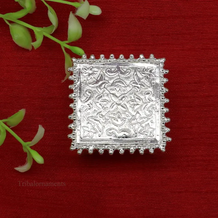 Rings 15 Vintage design Sterling silver handmade customize small square shape tablebazotchouki excellent home puja utensils temple art su431 TRIBAL ORNAMENTS