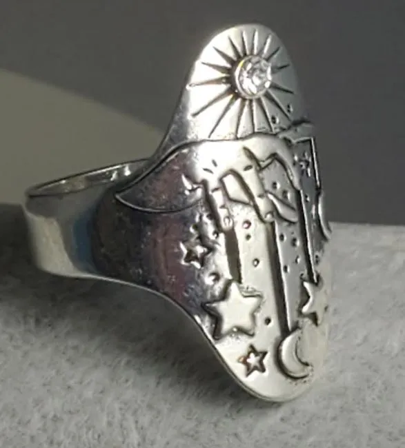 Rings alice R171 Silver Hand Moon Stars Ring