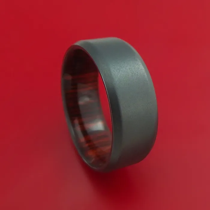 Rings Black Zirconium Ring with Interior Hardwood Sleeve Custom Made Band Lashbrook Rings Black Zirconium Ring with Interior Hardwood Sleeve Custom Made Band Lashbrook