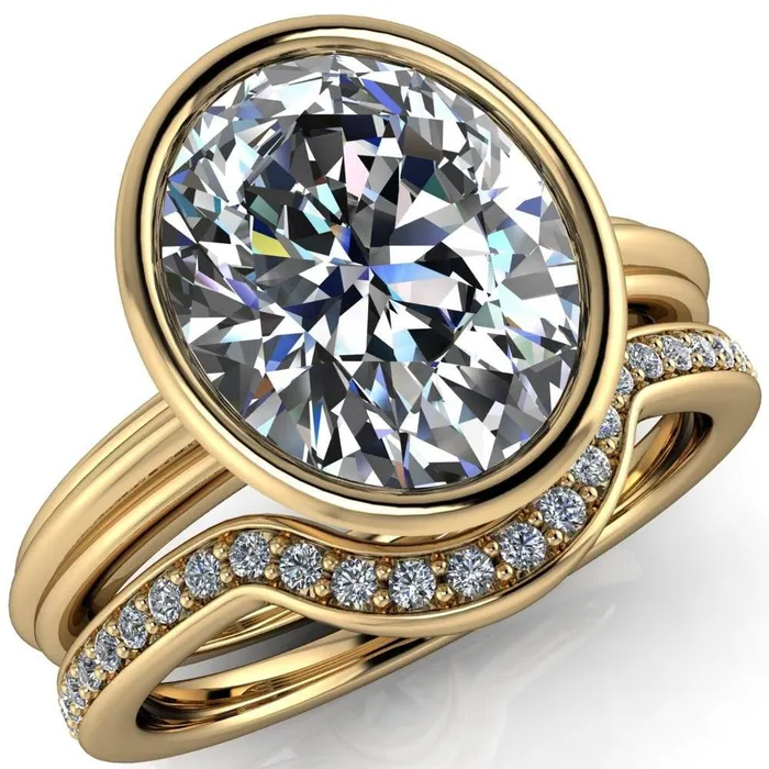 Rings Fenestra Oval Center Stone Bezel HalfRound Edge Shank Engagement Ring Fire Brilliance Rings Fenestra Oval Center Stone Bezel HalfRound Edge Shank Engagement Ring Fire Brilliance