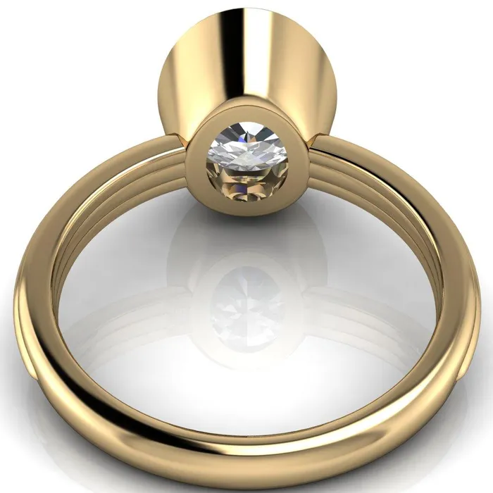 Rings Fenestra Oval Center Stone Bezel HalfRound Edge Shank Engagement Ring Fire Brilliance 