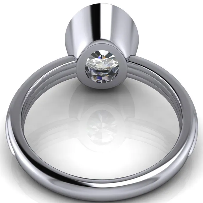 Rings Fenestra Oval Center Stone Bezel HalfRound Edge Shank Engagement Ring Fire Brilliance 