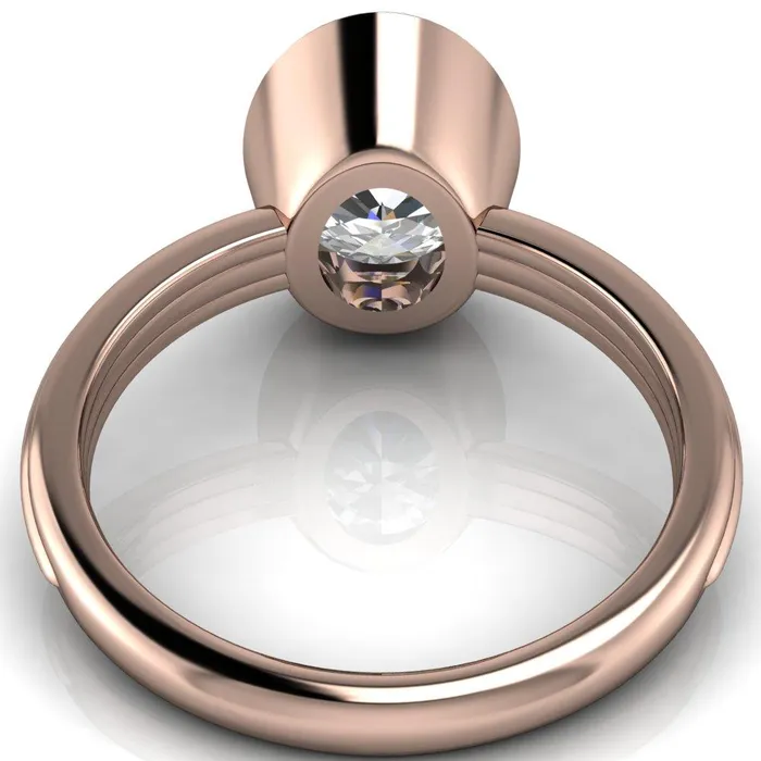 Rings Fenestra Oval Center Stone Bezel HalfRound Edge Shank Engagement Ring Fire Brilliance 