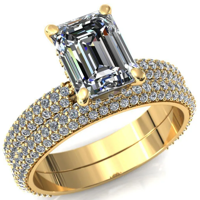 Rings Fire Brilliance Adina Emerald Center Stone 4 Prong Diamond Accent Engagement Ring Rings Fire Brilliance Adina Emerald Center Stone 4 Prong Diamond Accent Engagement Ring
