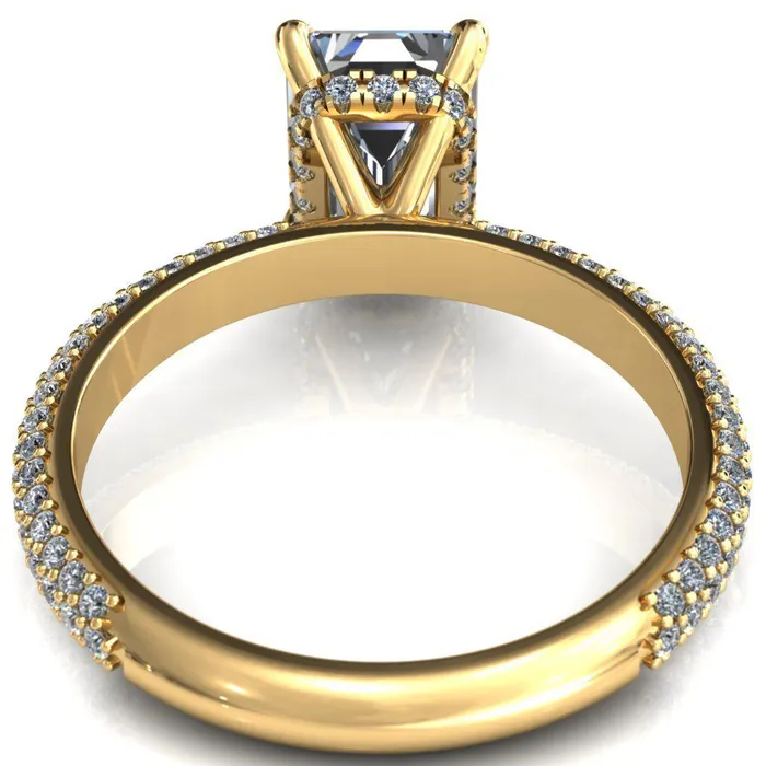 Rings Fire Brilliance Adina Emerald Center Stone 4 Prong Diamond Accent Engagement Ring