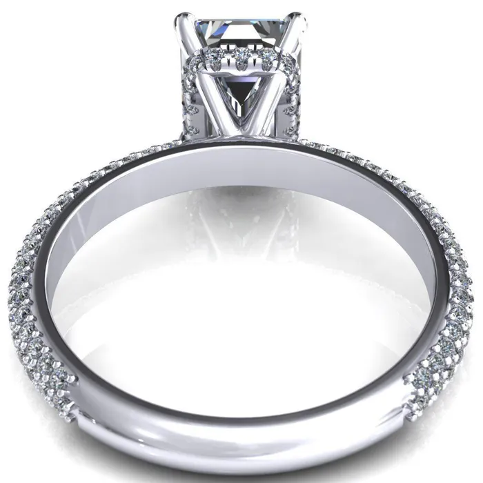 Rings Fire Brilliance Adina Emerald Center Stone 4 Prong Diamond Accent Engagement Ring