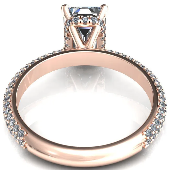 Rings Fire Brilliance Adina Emerald Center Stone 4 Prong Diamond Accent Engagement Ring