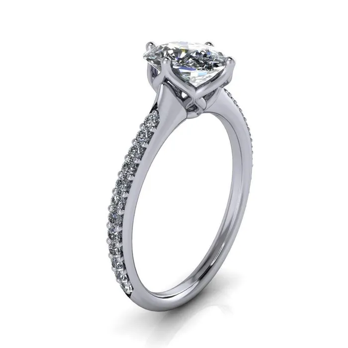 Rings Fire Brilliance Jemma Cushion Moissanite Genovia 4 Prong Engagement Ring