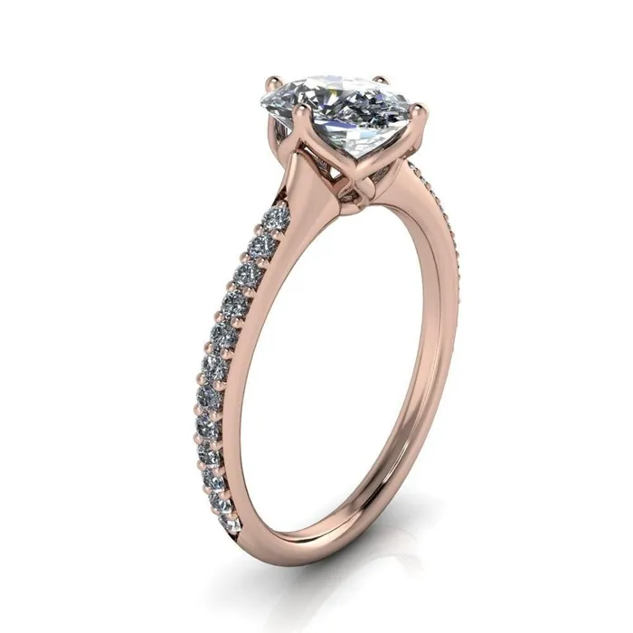 Rings Fire Brilliance Jemma Cushion Moissanite Genovia 4 Prong Engagement Ring