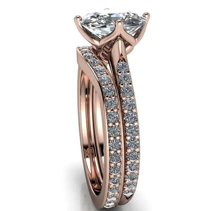 Rings Fire Brilliance Jemma Cushion Moissanite Genovia 4 Prong Engagement Ring