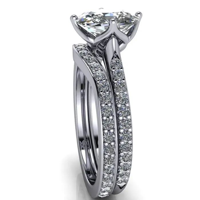 Rings Fire Brilliance Jemma Cushion Moissanite Genovia 4 Prong Engagement Ring