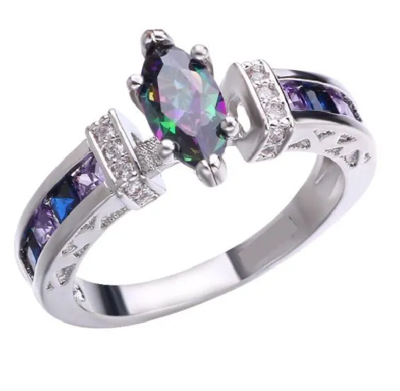 Rings polly R39 Silver Iridescent Gemstone Ring