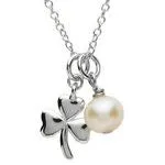 Shanore Necklaces PlatinumWare Small Shamrock and Pearl Pendant