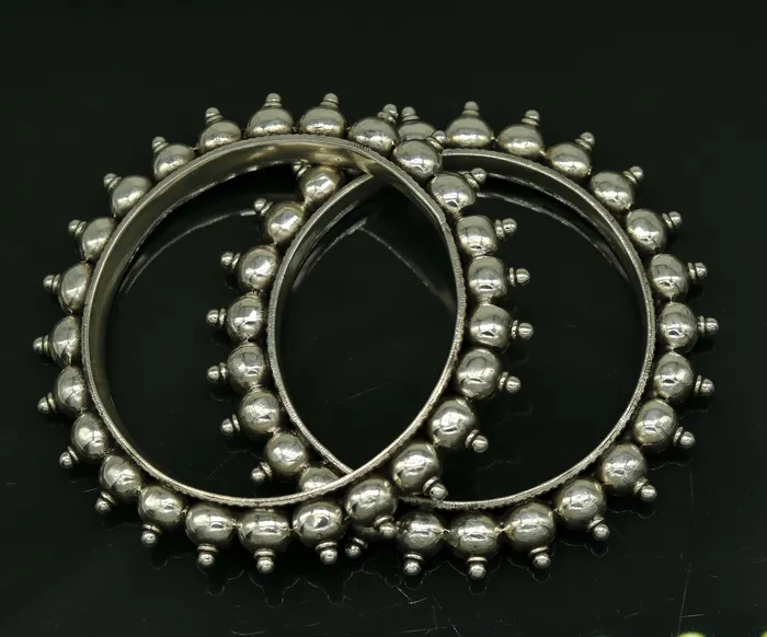 TRIBAL ORNAMENTS Bracelets 925 Sterling silver handmade fabulous vintage design customized bangle bracelet kada excellent wedding personalized gift jewelry ba85