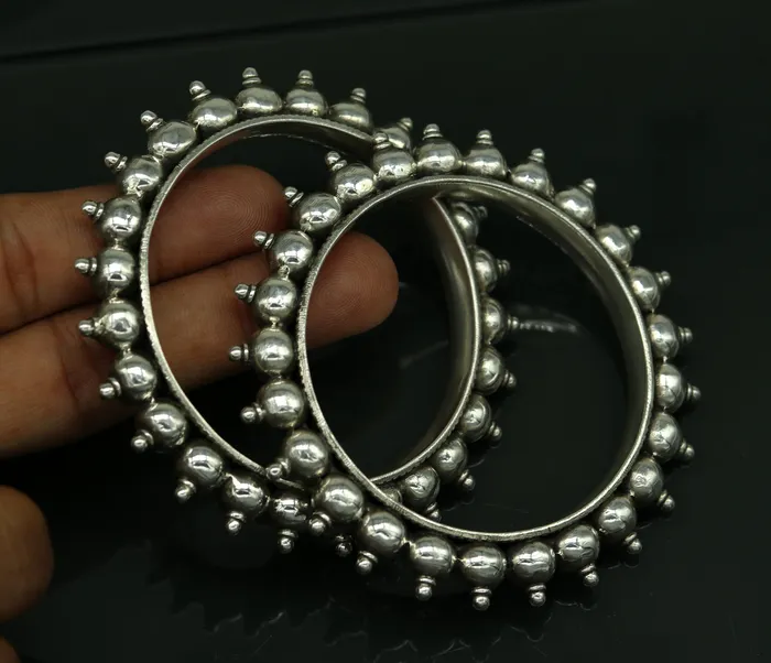 TRIBAL ORNAMENTS Bracelets 925 Sterling silver handmade fabulous vintage design customized bangle bracelet kada excellent wedding personalized gift jewelry ba85