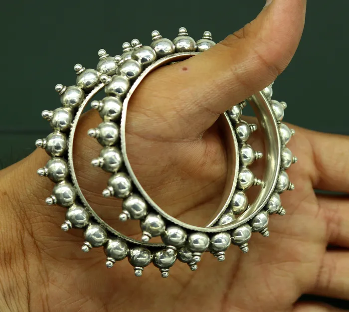 TRIBAL ORNAMENTS Bracelets 925 Sterling silver handmade fabulous vintage design customized bangle bracelet kada excellent wedding personalized gift jewelry ba85