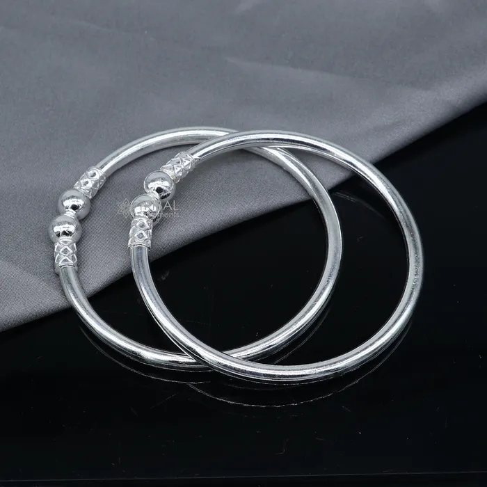 TRIBAL ORNAMENTS Bracelets 925 sterling silver handmade plain Ball design bangle bracelet kada jewelry unique ball kada bangle for girls nba432